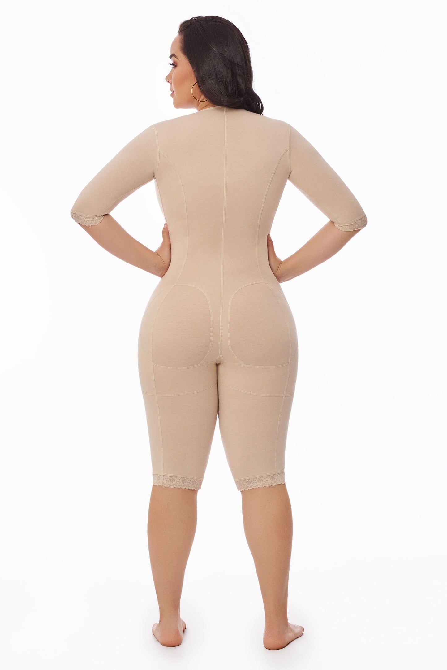 11513 - STAGE 1 BRALESS FULL BODY ABOVE KNEE FAJA WITH SLEEVES