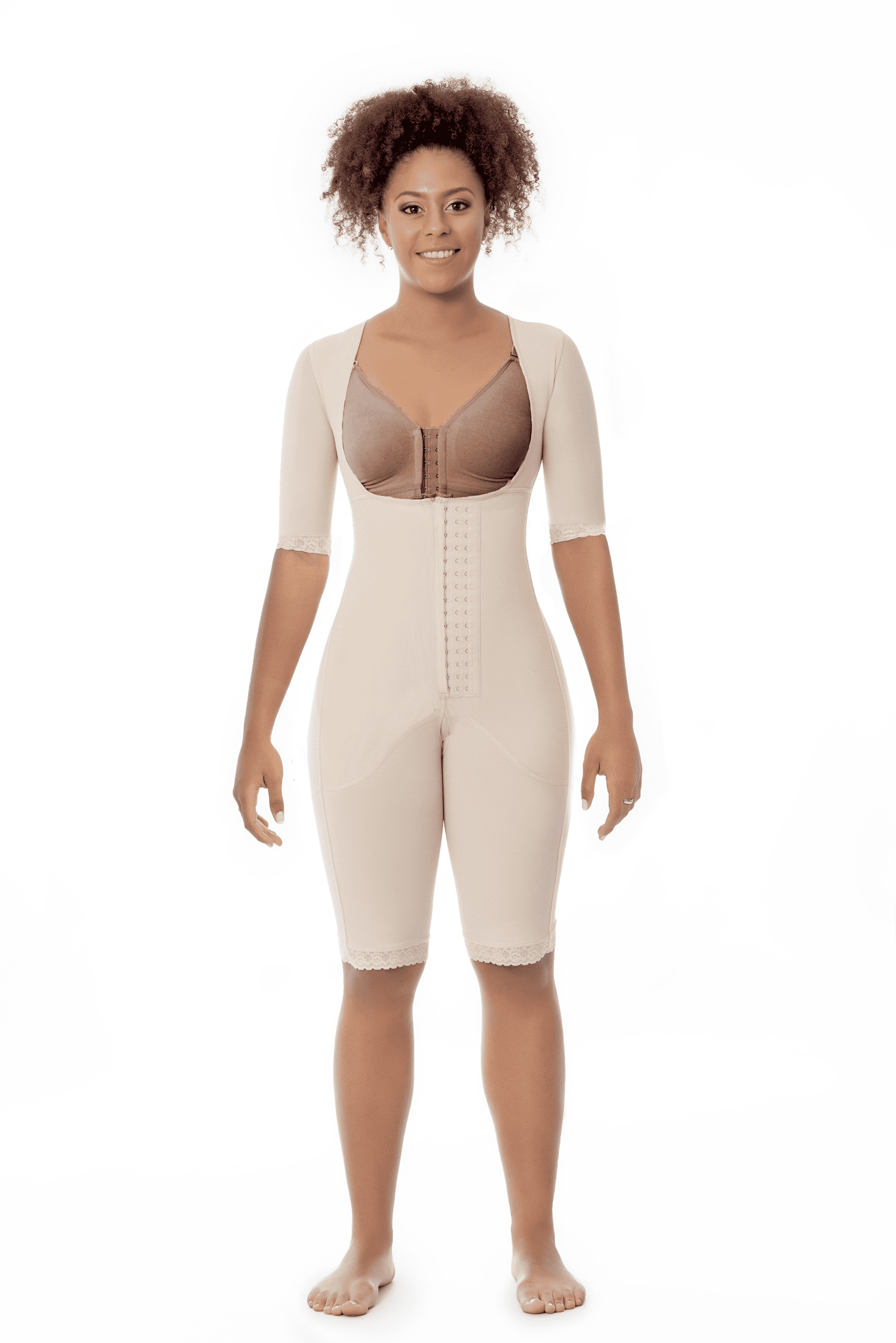 11523 - STAGE 2 BRALESS FULL BODY ABOVE KNEE FAJA WITH SLEEVES